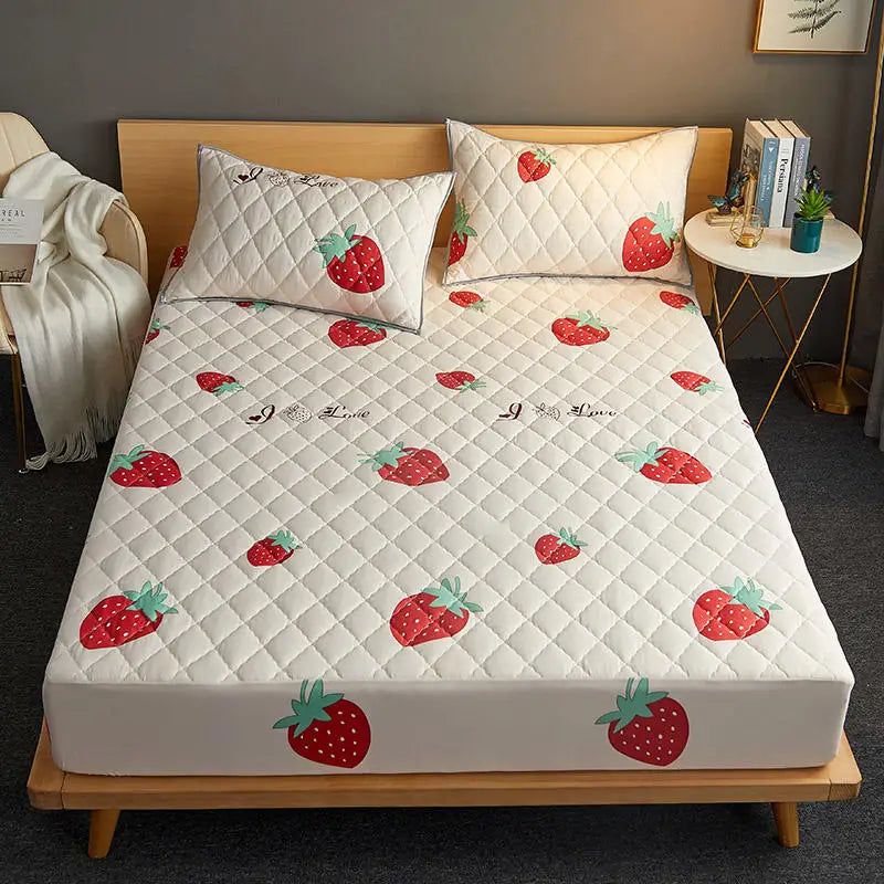 Bonenjoy Quilted Waterproof Fitted Sheet With Elastic Queen King Size Mattress Cover Solid Color Bed Sheets (No Pillowcase)