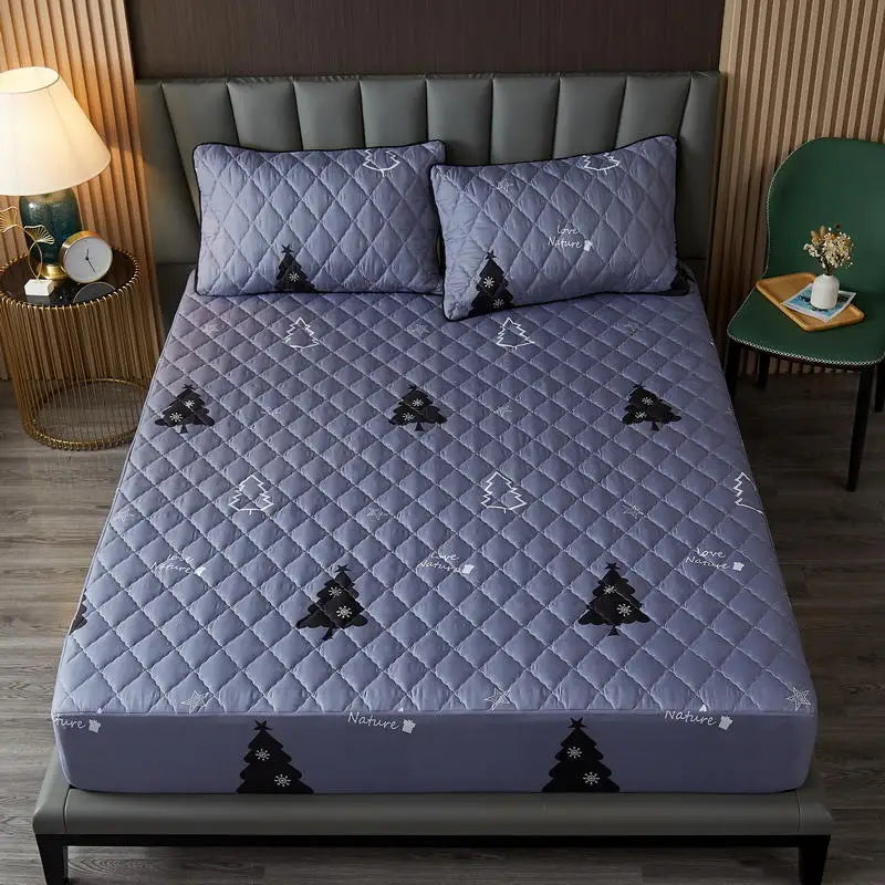 Bonenjoy Quilted Waterproof Fitted Sheet With Elastic Queen King Size Mattress Cover Solid Color Bed Sheets (No Pillowcase)