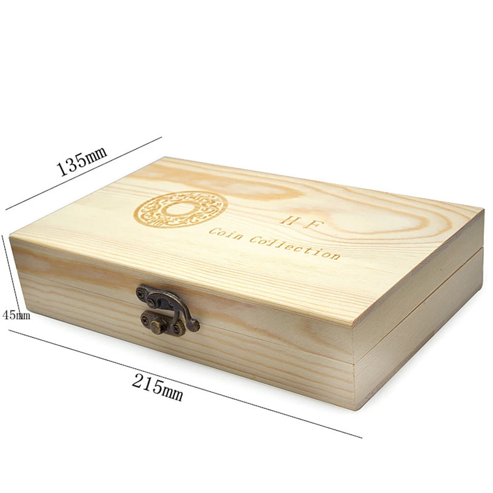 50Pcs Coin Holder Case With Wooden Storage Box Round Coin Capsules Commemorative Coin Holder Coin Display Case Organizer