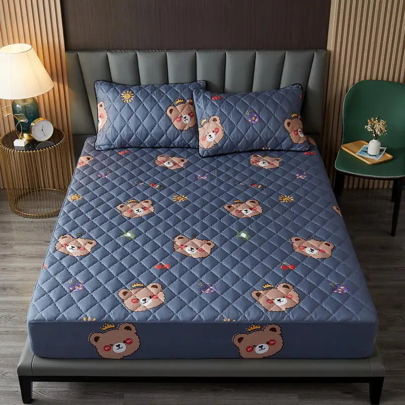 Bonenjoy Quilted Waterproof Fitted Sheet With Elastic Queen King Size Mattress Cover Solid Color Bed Sheets (No Pillowcase)