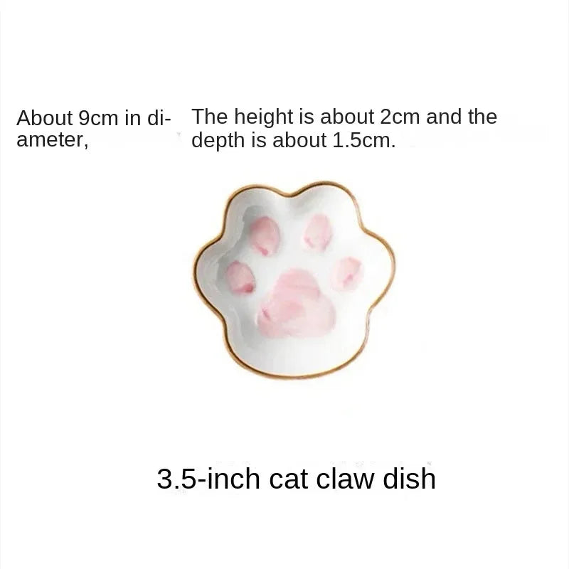1pcs Cute Japanese Cartoon Creative Cute Cat Claw Flavor Plate Ceramic Soy Sauce Plate Seasoning Household