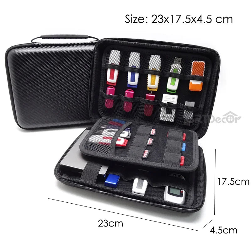 Tech Pouches Bag For HDD U Disk USB Data Cables Hard Shell Case For Electronics SD Card Travel Essentials Storage Bags Organizer