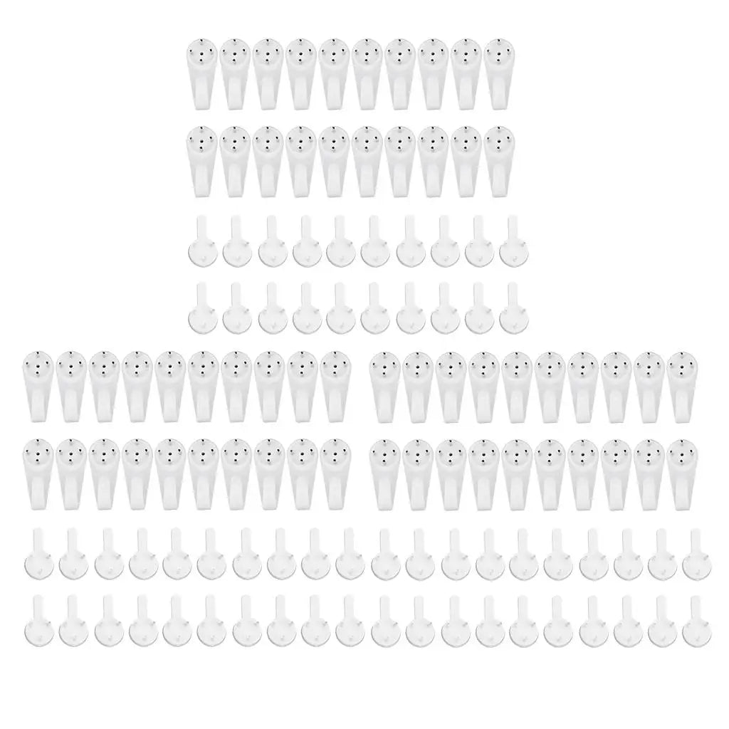60pcs Plastic Photo Picture Frame Nail Painting Frame Mirror Clock Wall Hanging Nail Hook Hanger for Hard Wall Concrete Brick