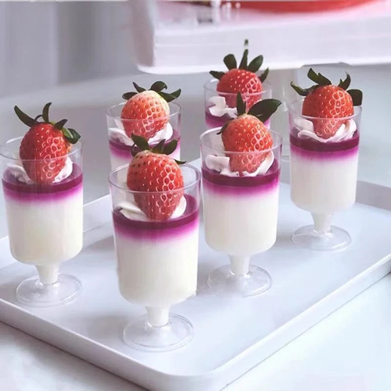 10/20PCS Plastic Western Tall Cup Disposable Ice Cream Mousse Household Pudding Small Plastic Party Christmas Dessert Cup