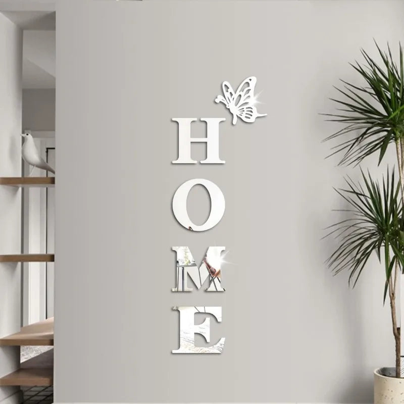 HOME Home Logo 3D Mirror Wall Sticker, Entrance Decoration, Home Decoration