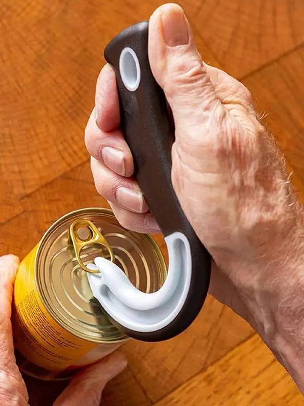 Portable J-Shaped Easy Grip Tin Openers Kitchen Non-Slip Jar Opener Lid Opening Tools Ring Pull Can Opener Multifunctional