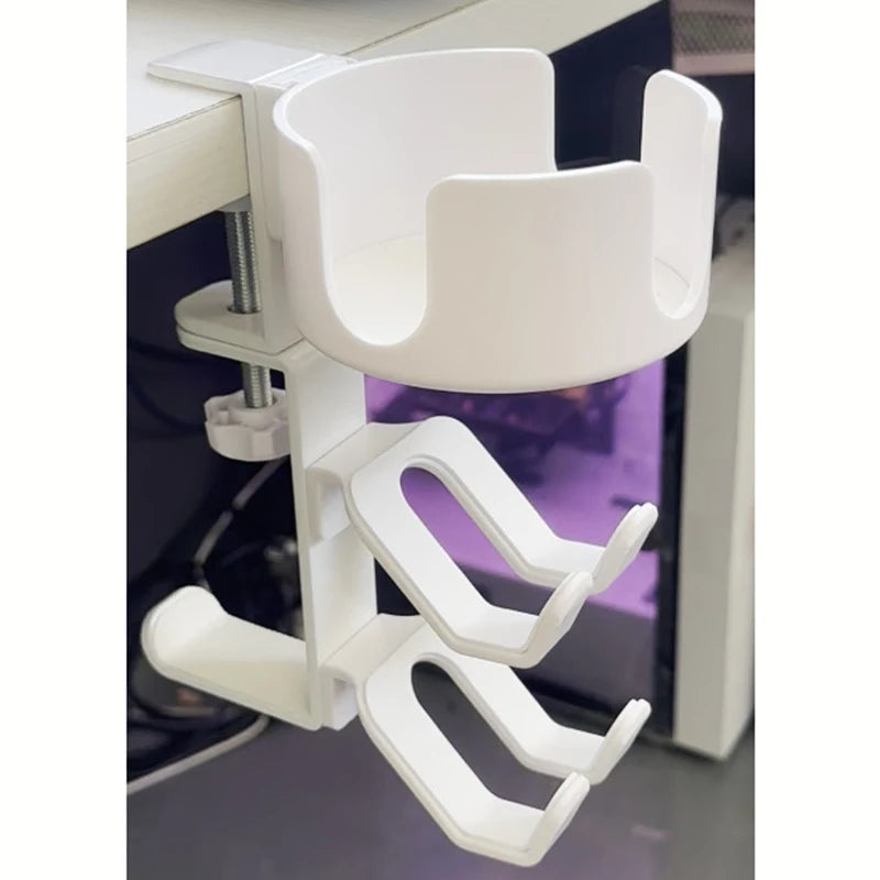 4 in 1 Desk Cup Holder with Headphone Hanger and Controller Stand Gaming Accessories Universal Adjustable
