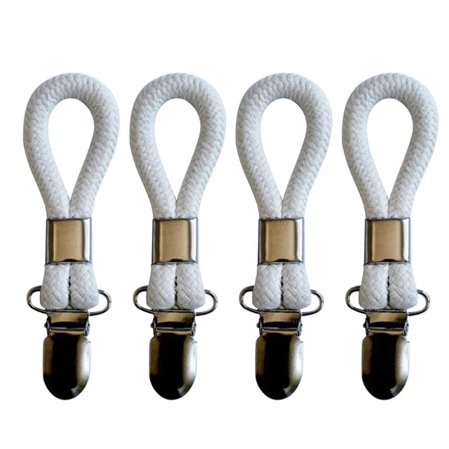 4PCS Bathroom Clips Braided Cotton Loop Metal Clamp Towel Clothes Pegs Household Multipurpose Cloth Hanger Kitchen Storage Racks