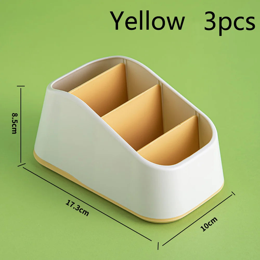 Remote Control Holder 4 Slot Desktop Storage Box Tv Remote Control Phone Trapezoidal Basket Stationery Organizer Case