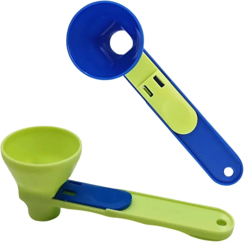 2PCS 2-in-1 Measuring Scoop with Funnel Kitchen Spoons Funnel Scoop for Coffee Measuring Protein Flour Powder Funnel