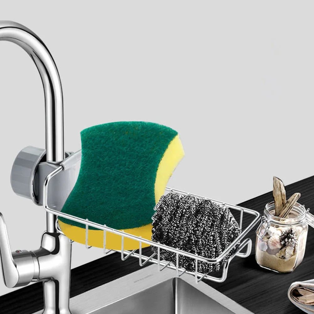 1PC Kitchen Sink Drain Holder Adjustable Height Flexible and Rotatable Hanging Faucet Rack Suitable for Soap Sponges Brushes
