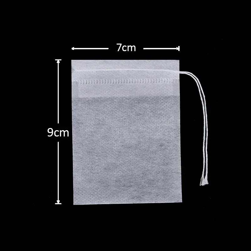 50pcs/lot Disposable Teabags Non-woven Fabric Tea Filter Bags for Coffee Spice Tea Bag with Drawstring Filters Kitchen Teaware