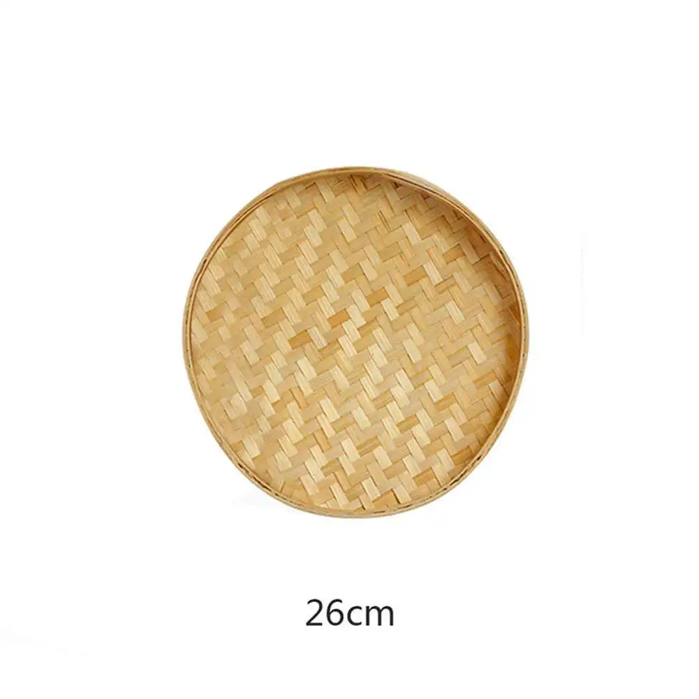Rattan Wicker Basket Handwoven Fruit Tea Snack Bread Basket Cosmetic Round Storage Box Water Hyacinth Weaving Bamboo Tray