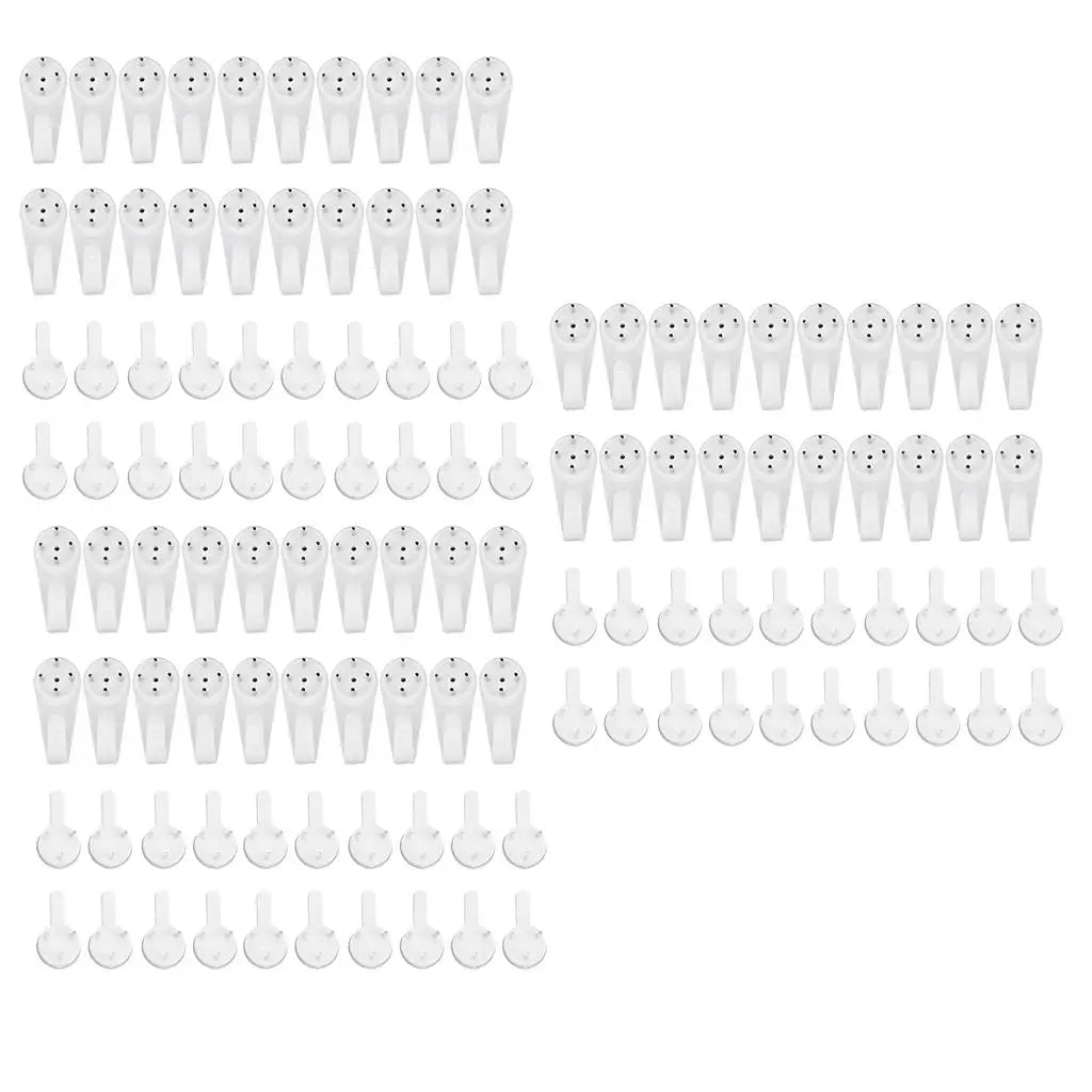 60pcs Plastic Photo Picture Frame Nail Painting Frame Mirror Clock Wall Hanging Nail Hook Hanger for Hard Wall Concrete Brick