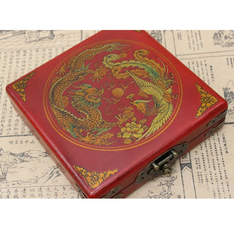 Antique Chinese Storage Box Square Box Classic Jewelry Packing Box Wooden PU Box Antique Portable Home Storage Box Gifts