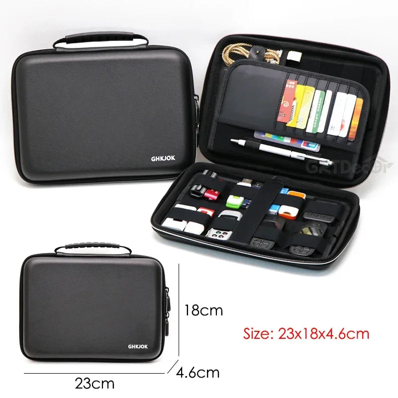 Tech Pouches Bag For HDD U Disk USB Data Cables Hard Shell Case For Electronics SD Card Travel Essentials Storage Bags Organizer