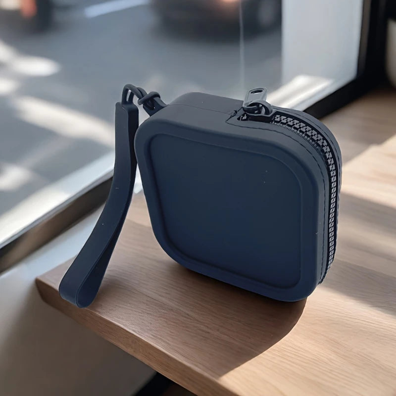Silicone Square Coin Purse Earphone Storage Bag Women Portable Lipstick Cosmetic Bag Student Simple Small Item Bag