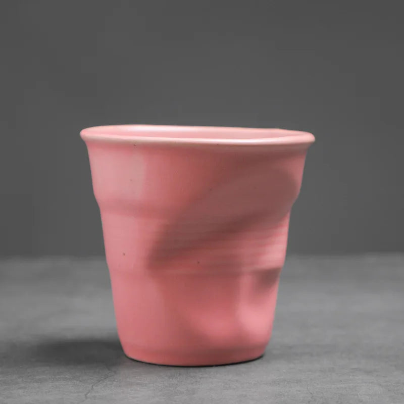 Creative Coarse Ceramic Coffee Cups Retro Irregular Folded Ceramic Mug