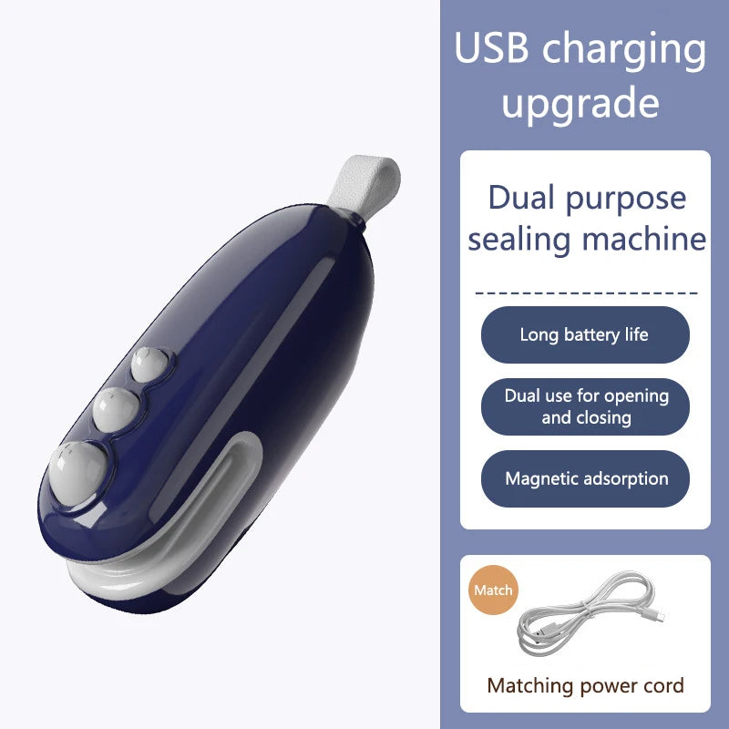 Sealing Machine Rechargable 2 In 1 Bag Mini Heat Sealer Storage Bag Plastic Package Snack Sealer Handheld Heat Sealer For Food