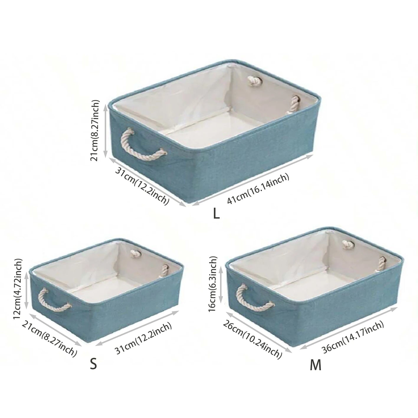 3sizes 1PCS foldable desktop storage basket with large capacity and handle for toys organizer, linen fabric storage basket for d