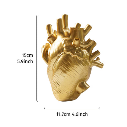 1pc Creative Heart Vase - Resin Decorative Bottle Dried Flower Container - Halloween Thanksgiving Christmas Decor - Indoor Ornament - For Home Decor Lovers