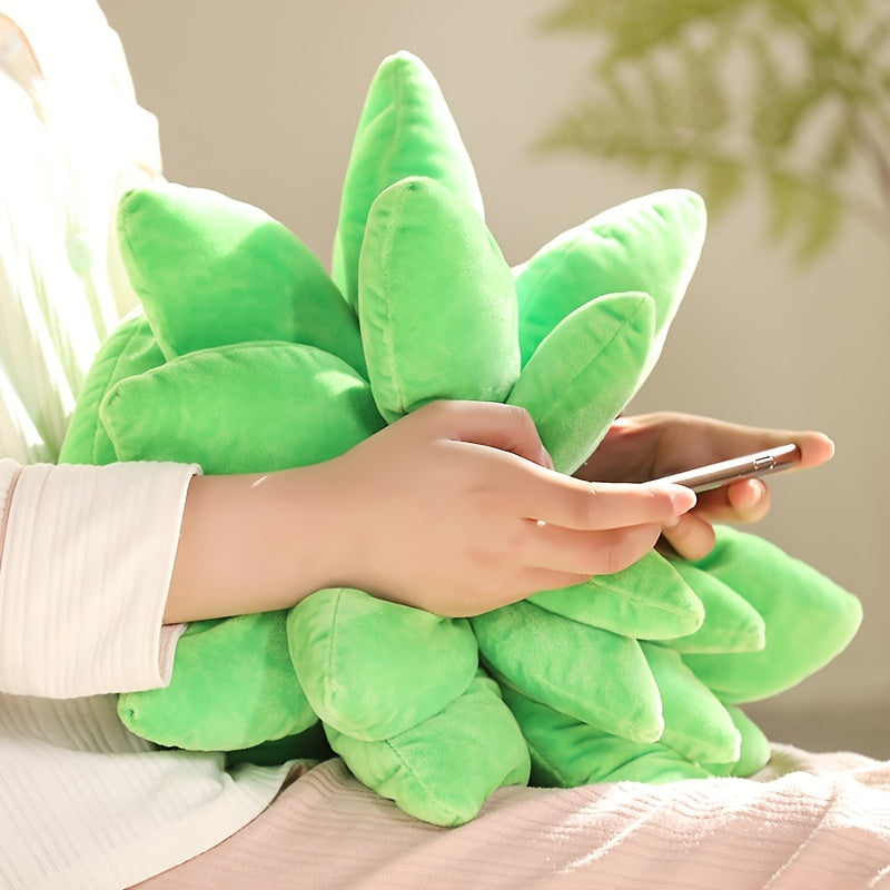 Succulent Pillow, Cute Pillows, Accent Pillows For Green Succulent Themed Home Decor, Soft Plush Cushions, Gifts For Succulent Lovers Or Kids (Dark Green) As Halloween, Chrismas Gift