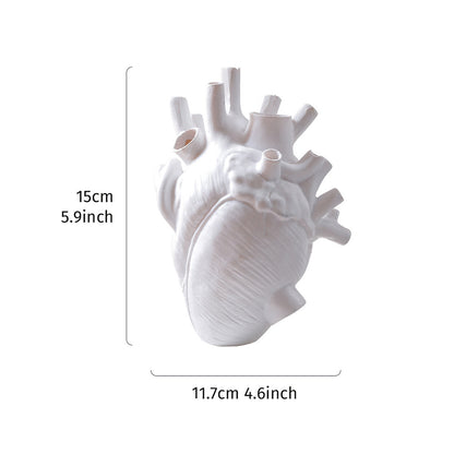1pc Creative Heart Vase - Resin Decorative Bottle Dried Flower Container - Halloween Thanksgiving Christmas Decor - Indoor Ornament - For Home Decor Lovers