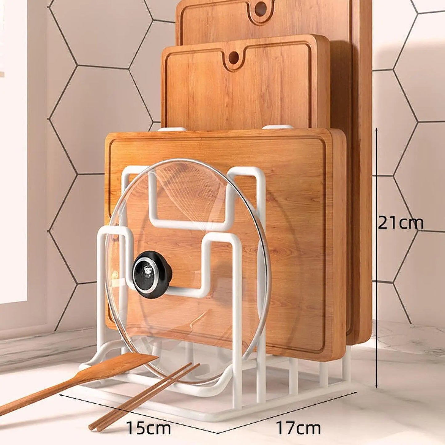 Chopping Board Organizer Kitchen Countertop Drain Storage Shelf Pot Pan Lid Holder Rack for Cabins Apartments Bakeware Home Rvs