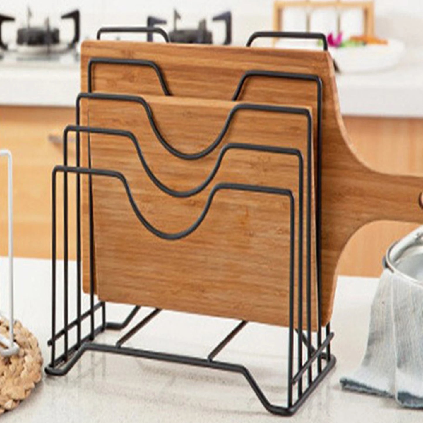 Chopping Board Organizer Kitchen Countertop Drain Storage Shelf Pot Pan Lid Holder Rack for Cabins Apartments Bakeware Home Rvs
