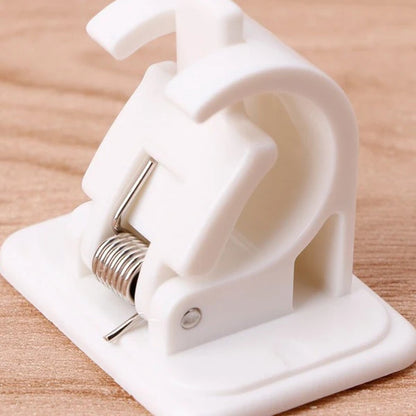 2Pcs Shower Curtain Hanging Rod End Fixing Holder Hook Self Adhesive Wall Nail Bathroom Curtain Rod Clamp Hook Support Frame