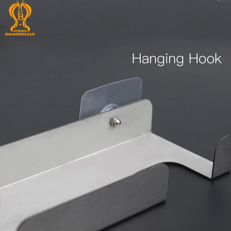 SHANGPEIXUAN Pizza Peel Wall Rack Brushed Stainless Steel Pizza Peel Wall Mounted Hanger Heavy Duty Pizza Shovel Holder Rack