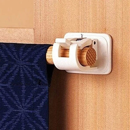2Pcs Shower Curtain Hanging Rod End Fixing Holder Hook Self Adhesive Wall Nail Bathroom Curtain Rod Clamp Hook Support Frame