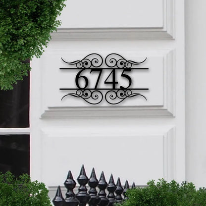 Personalized Black Metal Address Plate Sign Custom House Number Outdoor Plaque for Home Door Wall Decorate 12/16/20 inch