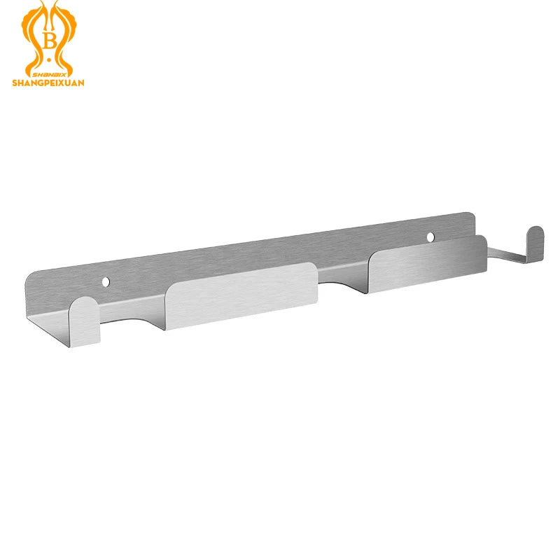 SHANGPEIXUAN Pizza Peel Wall Rack Brushed Stainless Steel Pizza Peel Wall Mounted Hanger Heavy Duty Pizza Shovel Holder Rack