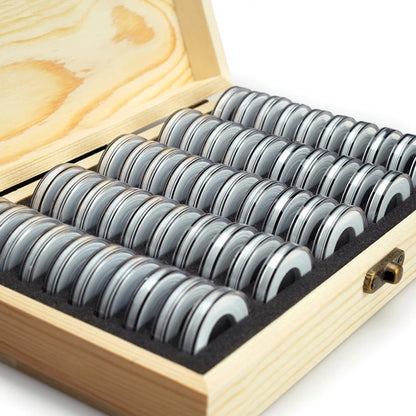 50Pcs Coin Holder Case With Wooden Storage Box Round Coin Capsules Commemorative Coin Holder Coin Display Case Organizer