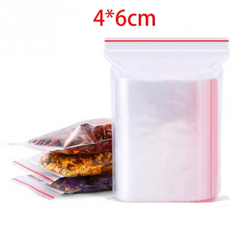 100/300 Pcs Mini Self Sealing Bag Resealable Vacuum Transparent Plastic Sealing Bags Clear Poly Kitchen Food Storage Organize