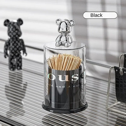 1pc Acrylic Toothpick Box Dispenser Jars with Lids Set Cute Decor Storage Containers for Cotton Ball, Cotton Swab Storage Tank