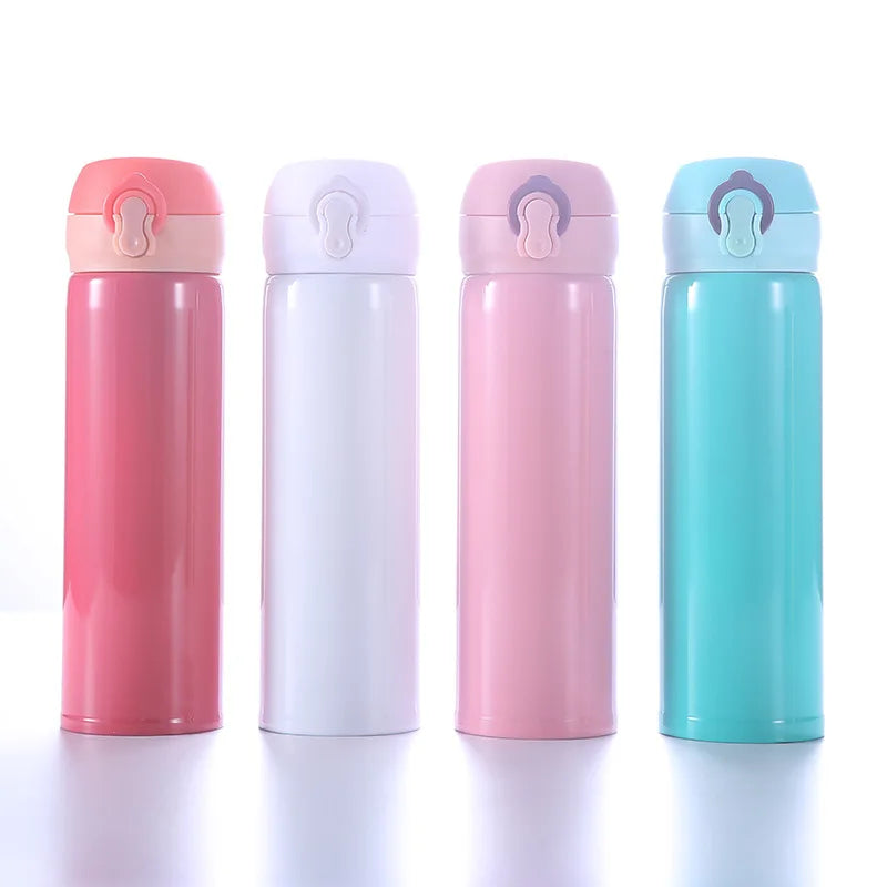 380-500ml solid color 304 stainless steel double-layer bouncing cup, student advertising cup, gift water cup, insulated cup