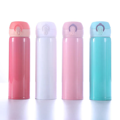 380-500ml solid color 304 stainless steel double-layer bouncing cup, student advertising cup, gift water cup, insulated cup