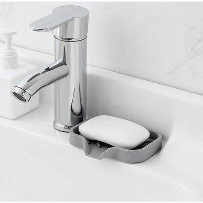 Silicone Kitchen Sink Tray Soap Dish Holder with Drain Tip Countertop Sink Scrubber Drain Pad for Sponge Kitchen Bathroom Tools