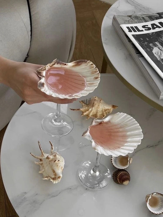 Ahunderjiaz-Natural Conch Scallop Shell Glasses, Light Luxury Decorative Ornaments, Kitchen Drinkware Set, Home Decoration