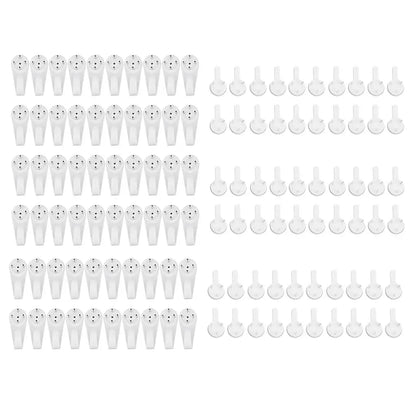 60pcs Plastic Photo Picture Frame Nail Painting Frame Mirror Clock Wall Hanging Nail Hook Hanger for Hard Wall Concrete Brick