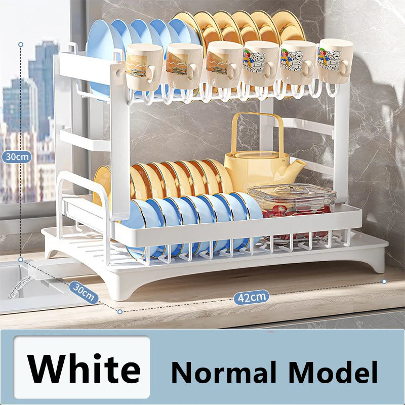 Double-layer Kitchen Dish Bowl Drainer Storage Rack Household Tableware Drain Chopsticks Knife Fork Water Cup Storage Holder