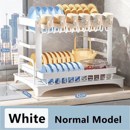 Double-layer Kitchen Dish Bowl Drainer Storage Rack Household Tableware Drain Chopsticks Knife Fork Water Cup Storage Holder
