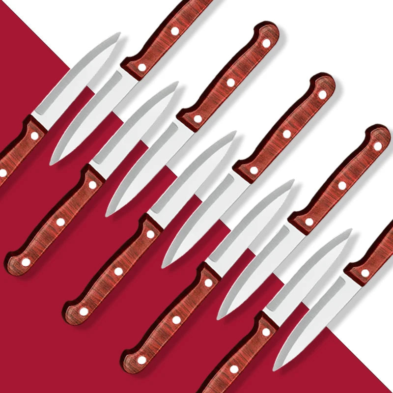 A Popular Stainless Steel Fruit Knife For Kitchen Straight Knives A Small Kitchen Accessory And A Wooden Hand-held Fruit Knife