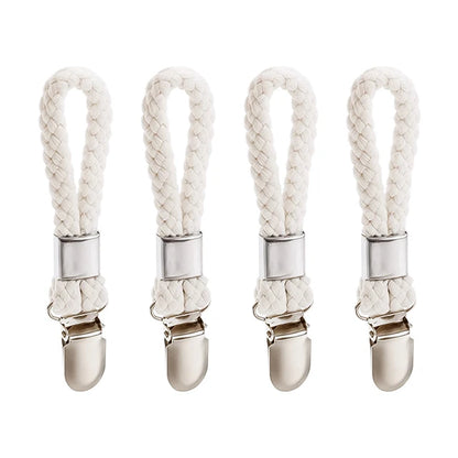 4PCS Bathroom Clips Braided Cotton Loop Metal Clamp Towel Clothes Pegs Household Multipurpose Cloth Hanger Kitchen Storage Racks
