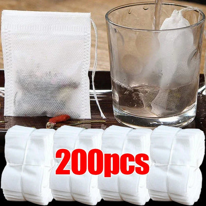 50pcs/lot Disposable Teabags Non-woven Fabric Tea Filter Bags for Coffee Spice Tea Bag with Drawstring Filters Kitchen Teaware