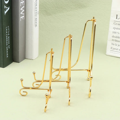 1Pc Craft Gold Bracket Book Holder Metal Bowl Plates Plate Rack Picture Art Frame Pedestal Display Stand Home Decor Supplies