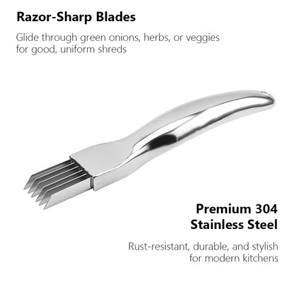 Stainless Steel Kitchen Knife for Chopped Green Onion with Curved Handle Design Food Speedy Chopper Silk the Knife