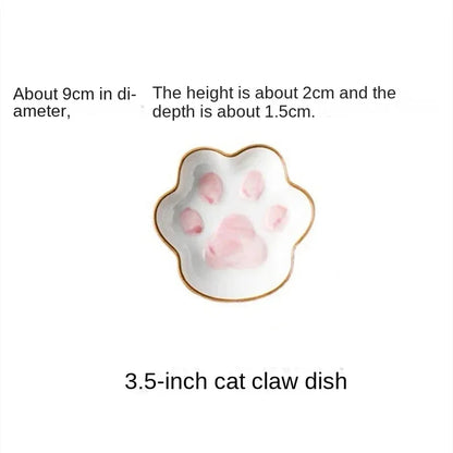 1pcs Cute Japanese Cartoon Creative Cute Cat Claw Flavor Plate Ceramic Soy Sauce Plate Seasoning  Household